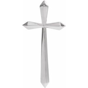 14K White Gold Elongated Cross Pendant