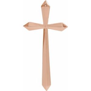 14K Rose Gold Elongated Cross Pendant