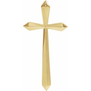 14K Yellow Gold Elongated Cross Pendant