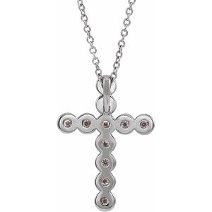 14K White Gold 1/4 CTW Natural Diamond Cross 16-18" Necklace