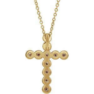 14K Yellow Gold 1/4 CTW Natural Diamond Cross 16-18" Necklace