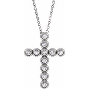 Platinum 1/4 CTW Natural Diamond Cross 16-18" Necklace