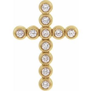 14K Yellow Gold 1/4 CTW Natural Diamond Cross Pendant
