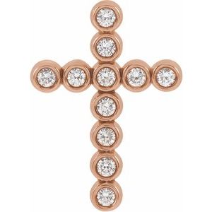 14K Rose Gold 1/4 CTW Natural Diamond Cross Pendant