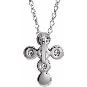 Sterling Silver 1/6 CTW Natural Diamond Cross 16-18" Necklace