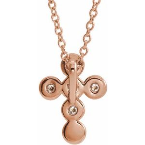 14K Rose Gold 1/6 CTW Natural Diamond Cross 16-18" Necklace