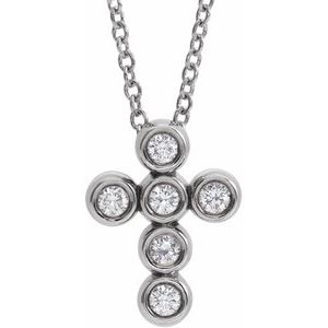 Sterling Silver 1/6 CTW Natural Diamond Cross 16-18" Necklace