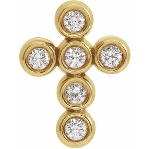14K Yellow Gold 1/6 CTW Natural Diamond Cross Pendant