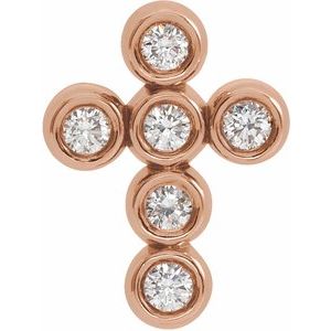 14K Rose Gold 1/6 CTW Natural Diamond Cross Pendant