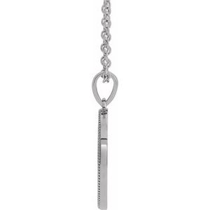 Platinum  Oval Cross Medal 20" Necklace