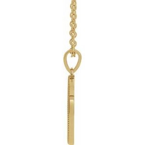 14K Yellow Gold  Oval Cross Medal 20" Necklace