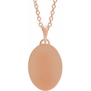 14K Rose Gold  Oval Cross Medal 20" Necklace