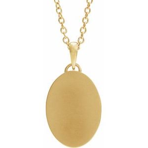 14K Yellow Gold  Oval Cross Medal 20" Necklace