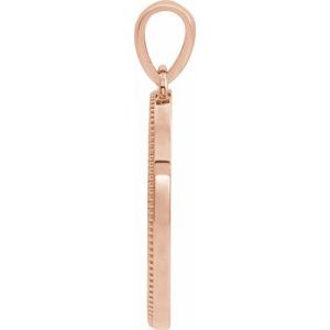 14K Rose Gold 20.9x13.61 mm Oval Cross Medal
