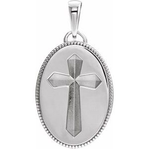 Platinum 20.9x13.61 mm Oval Cross Medal