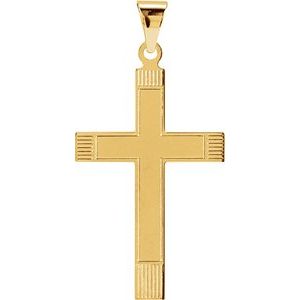 14K Yellow Gold 36.8x18 mm Cross Pendant