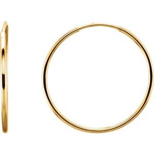14K Yellow Gold Endless Tube 20 mm Hoop Earring