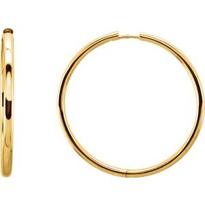 14K Yellow Gold Hinged 29 mm Hoop Earrings