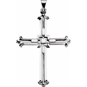 14K White Gold 42.5x31.5 mm Cross Pendant