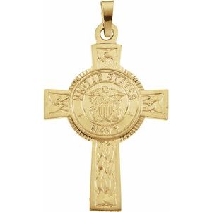 14K Yellow Gold U.S. Navy Cross Pendant