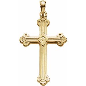 14K Yellow Gold 32x22 mm Cross Pendant