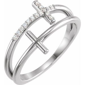 Platinum .06 CTW Natural Diamond Sideways Cross Ring