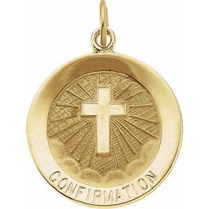 14K Yellow Gold 15 mm Confirmation Medal with Cross