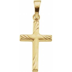 14K Yellow Gold 17.5x12 Cross Pendant