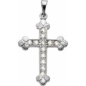 14K White Gold 1/4 CTW Natural Diamond Cross Pendant