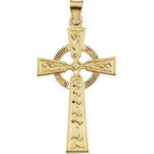 14K Yellow Gold Celtic-Inspired Cross Pendant