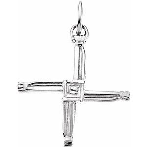 14K White Gold St. Bridgets Cross Pendant