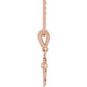 14K Rose Gold .03 CTW Natural Diamond Petite Vintage-Inspired 16-18" Cross Necklace
