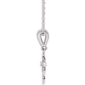 Platinum .03 CTW Natural Diamond Petite Vintage-Inspired 16-18" Cross Necklace
