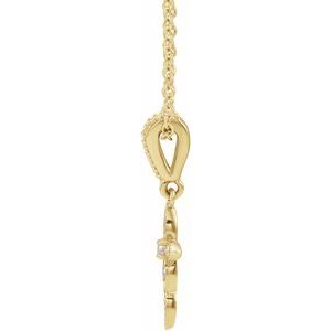 14K Yellow Gold .03 CTW Natural Diamond Petite Vintage-Inspired 16-18" Cross Necklace