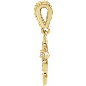 14K Yellow Gold .03 CTW Natural Diamond Petite Vintage-Inspired Cross Pendant