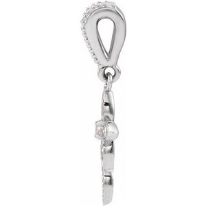 Platinum .03 CTW Natural Diamond Petite Vintage-Inspired Cross Pendant