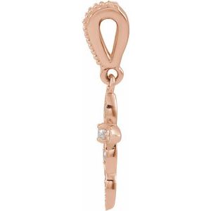 14K Rose Gold .03 CTW Natural Diamond Petite Vintage-Inspired Cross Pendant
