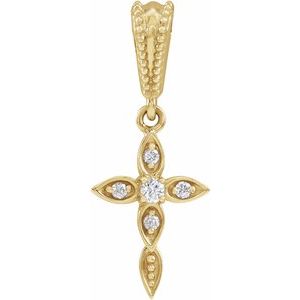14K Yellow Gold .03 CTW Natural Diamond Petite Vintage-Inspired Cross Pendant