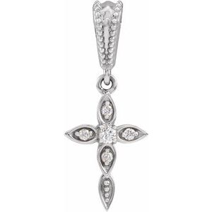 14K White Gold .03 CTW Natural Diamond Petite Vintage-Inspired Cross Pendant
