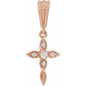 14K Rose Gold .03 CTW Natural Diamond Petite Vintage-Inspired Cross Pendant