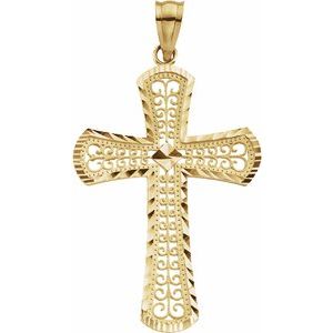 14K Yellow Gold 33x22.5 mm Cross Pendant