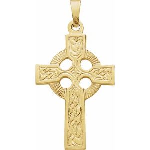 14K Yellow Gold Celtic-Inspired Cross Pendant