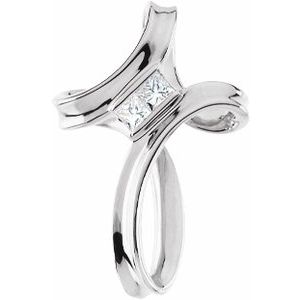 14K White Gold 1/5 CTW Natural Diamond Cross Pendant