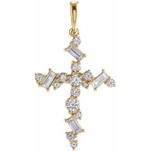 14K Yellow Gold 1/2 CTW Natural Diamond Scattered Cross Pendant