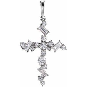 Platinum 1/2 CTW Natural Diamond Scattered Cross Pendant