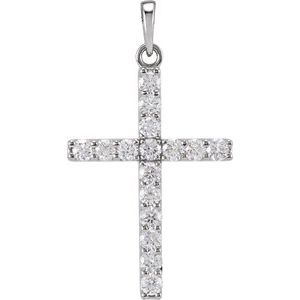 14K White Gold 3/4 CTW Natural Diamond Cross Pendant