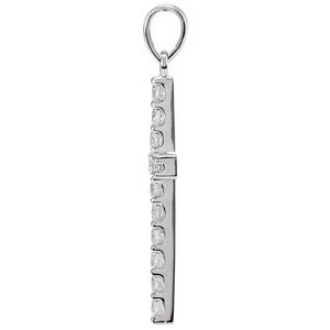 14K White Gold 3/4 CTW Natural Diamond Cross Pendant
