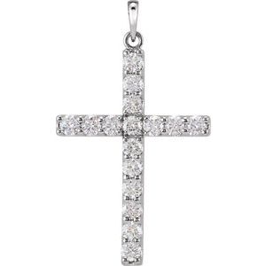 14K White Gold 1/4 CTW Natural Diamond Cross Pendant
