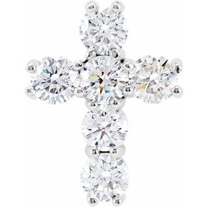 14K White Gold 9/10 CTW Natural Diamond Cross Pendant