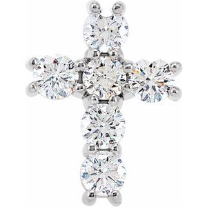 14K White Gold 3/4 CTW Natural Diamond Cross Pendant